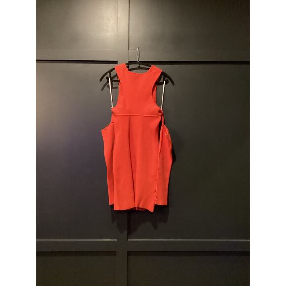 Herve By Herve Leger Orange Ribbed Knit Long Sleeve Cold Shoulder Mini Dress L - Picture 10 of 11